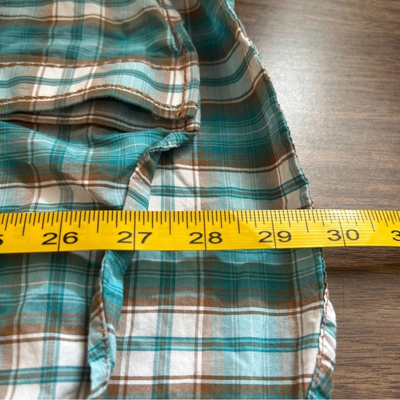 Panhandle Teal Plaid Casual Snap Button Down Shirt S - Picture 8 of 10